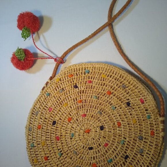NWOT   Mar Y Sol  Alma polka dot  cotton-lined  circle crossbody/shoulder bag - Picture 1 of 7